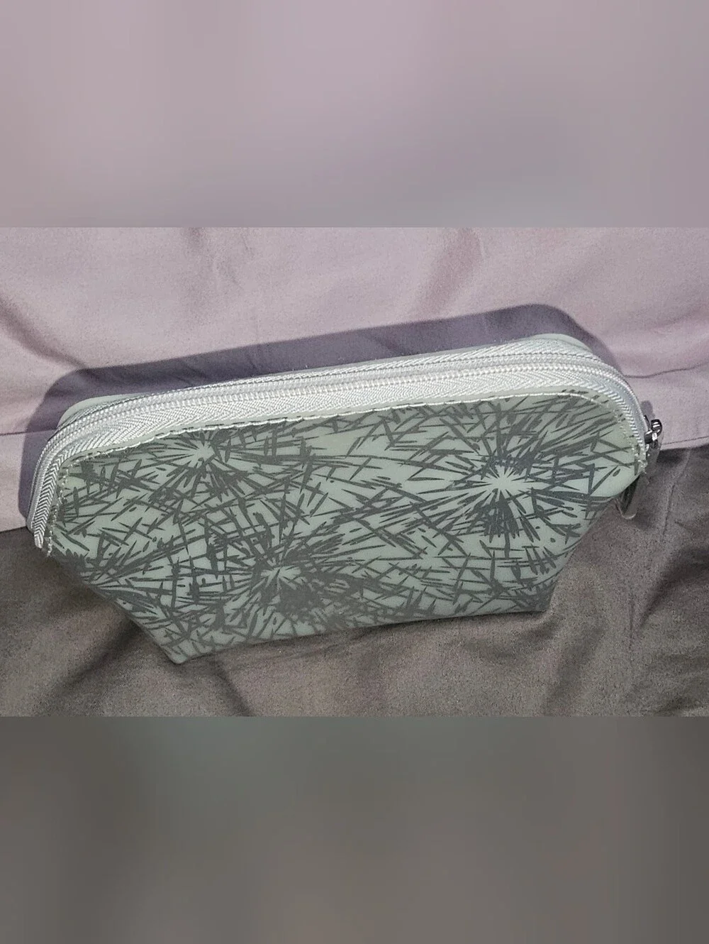 MAC Cosmetics Gray Metallic Accent Cosmetic Bag Winter Edition
